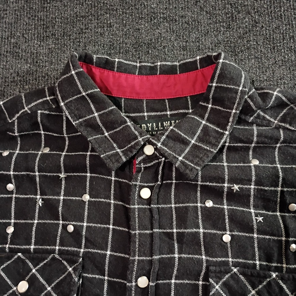 Idyllwind Womens Black‎ White Plaid Studded Western Snap Shirt Medium